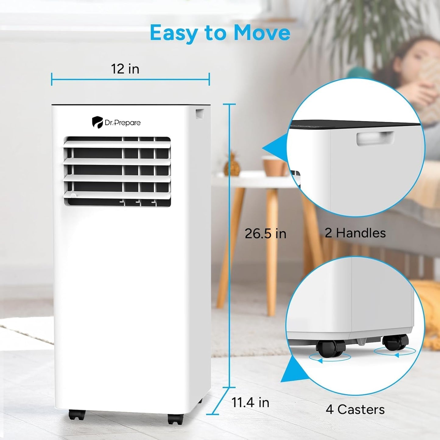 9000 BTU Portable Air Conditioner with WiFi, Cooling, Dehumidifier & Fan Functions