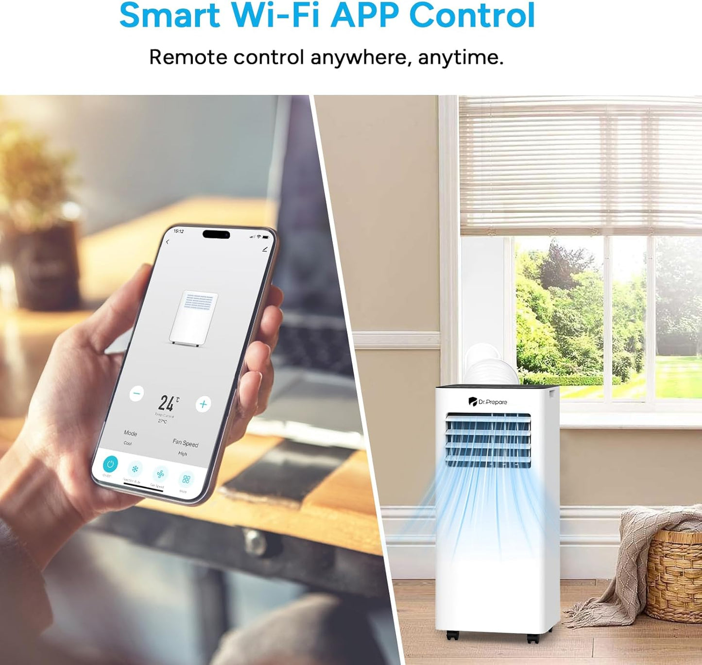 9000 BTU Portable Air Conditioner with WiFi, Cooling, Dehumidifier & Fan Functions
