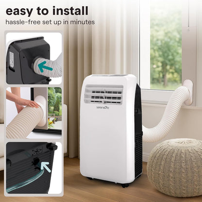 12000 BTU Portable Air Conditioner with Built-In Dehumidifier, Remote Control, Window Exhaust Kit